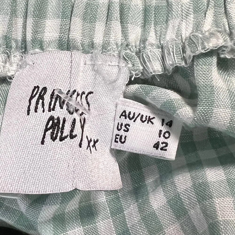 Princess Polly Noami Kate Midi Skirt 10 Green Gingham Tiered Cottage Cowgirl - Image 10