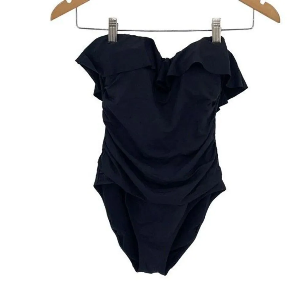 Bleu Rod Beattie Womens Ruffle Bandeau Wave Runner One-Piece Swimsuit Black Sz 4 - Image 2