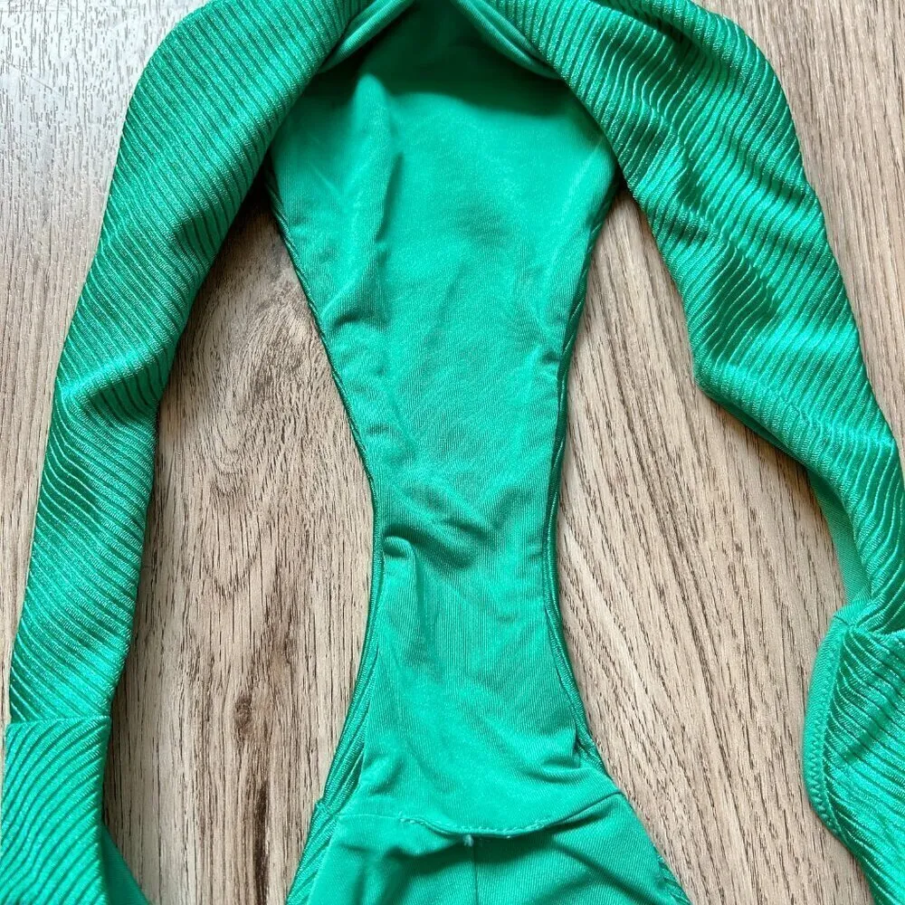Aerie Rib Shine Super High Cut Cheeky Bikini Bottom Emerald Green Size XL NWOT - Image 8