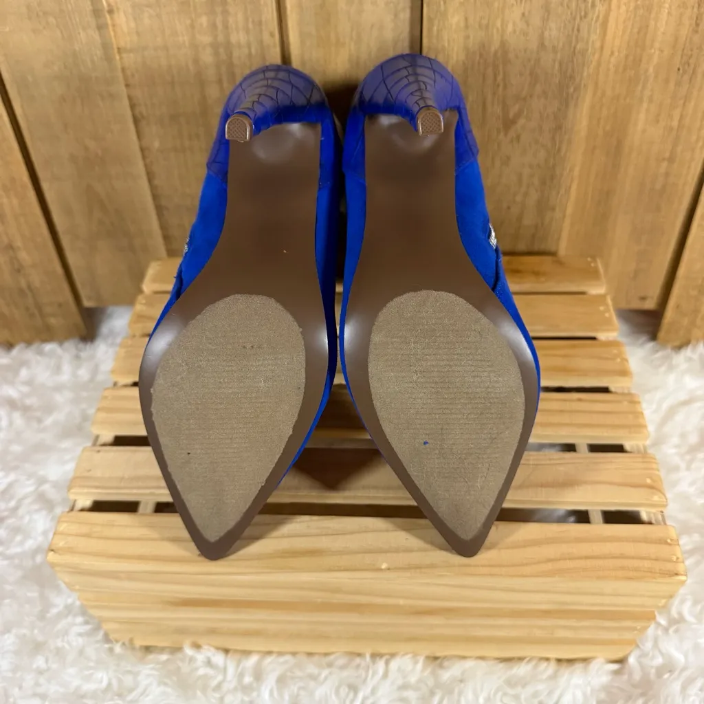 Just Fab Chloelle Womens Ankle Boots Booties Heels Party Bougie Blue Size 6 - Image 7