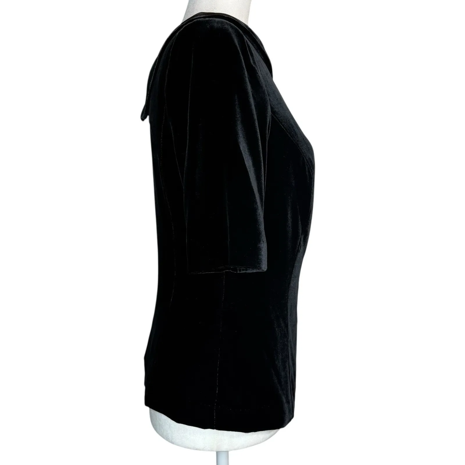 NWOT Boden Martha Top Silk Velvet Black Half Sleeve Blouse Size 4 Formal‎ Casual - Image 3