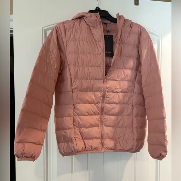 KOJOOIN Women's Hooded Ultra LightWeight Zip Puffer Jacket Pink Size M - Image 1