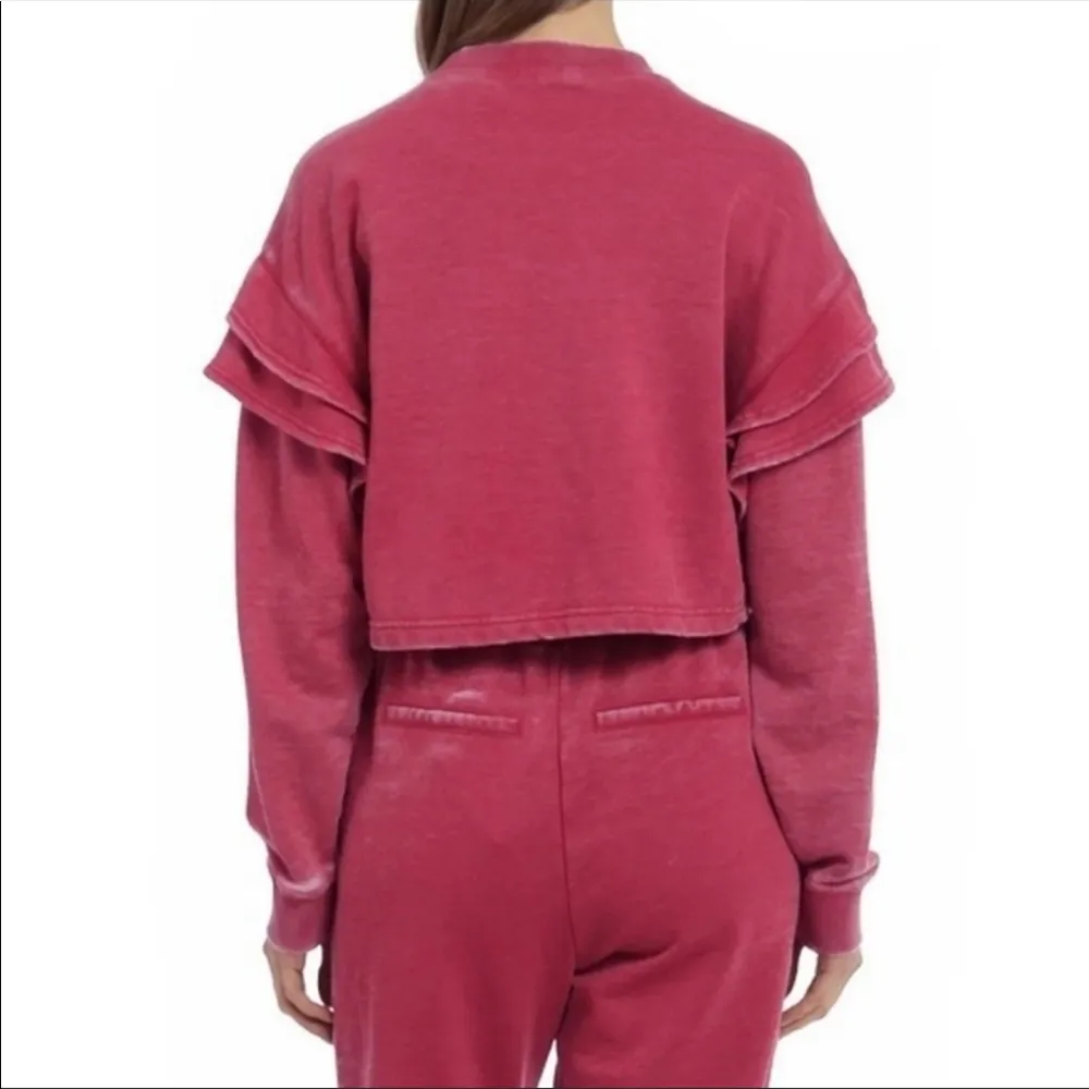 7 For All Mankind Cropped Ruffle Sweatshirt 🆕 Medium - Image 2