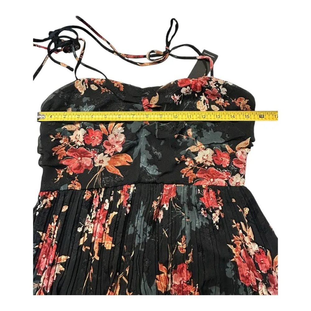 Lulus | Tier to Stay Black Floral Print Tiered Tie-Strap Midi Dress size M New - Image 5