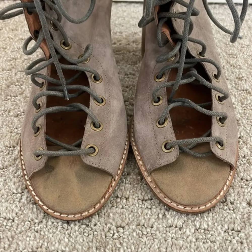 Jeffrey Campbell Taupe CORS Lace Up Open Toe Heels - Image 2