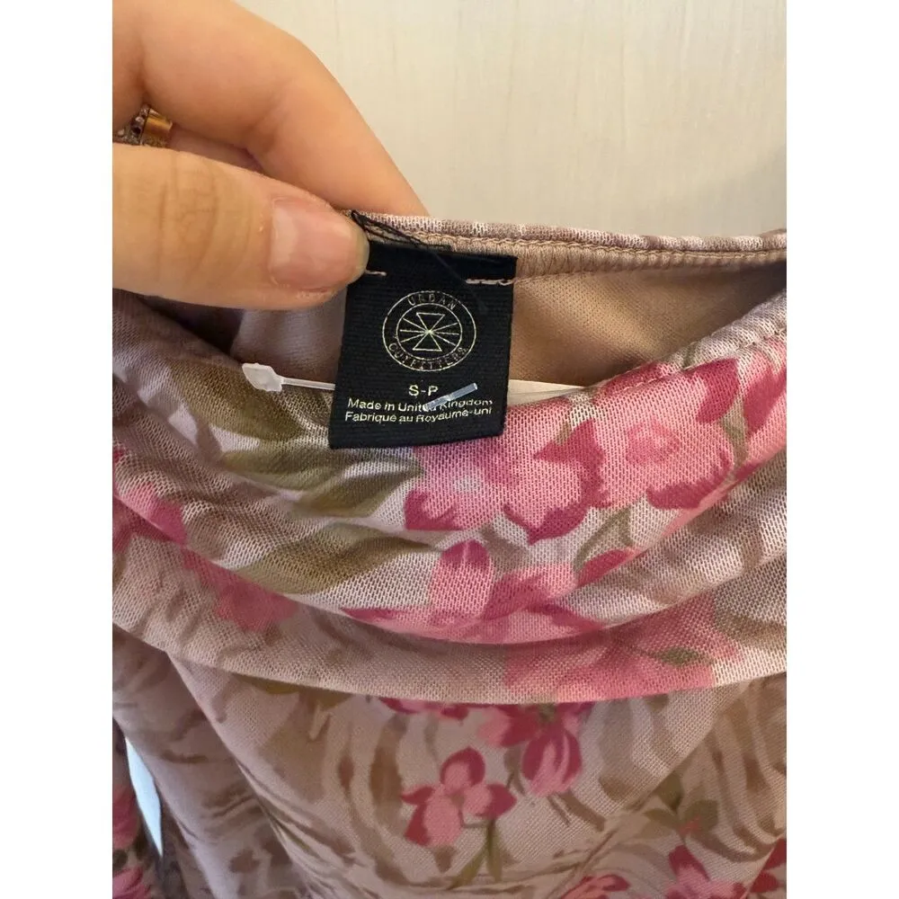 UO Urban Outfitters Isla Long Sleeve Off The Shoulder Mini Dress Pink Floral - Image 7