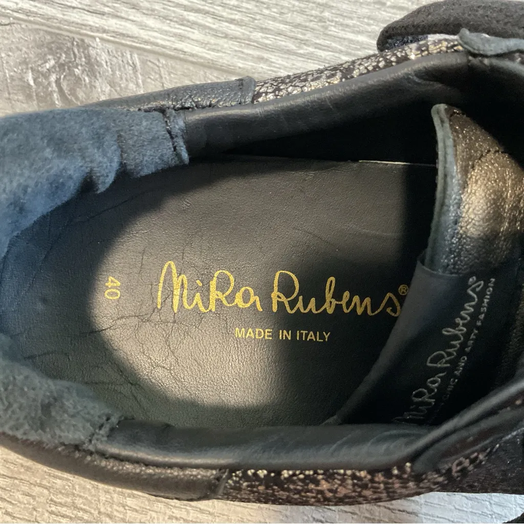 Nira Rubens Black Metallic Glitter Animal Print Sneakers Size 40 US 10 - Image 8