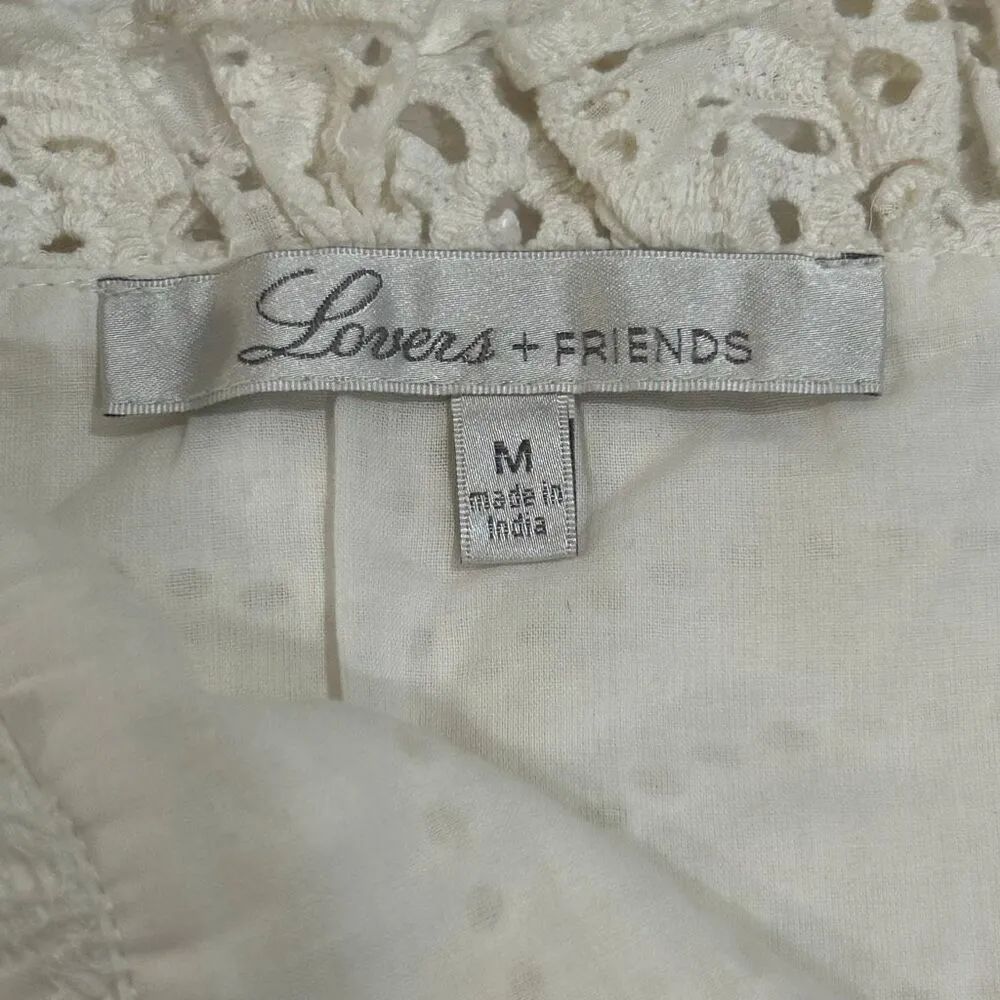 Lovers + Friends Cream Eyelet Ruffle Hem Mini Skirt Size M - Image 3