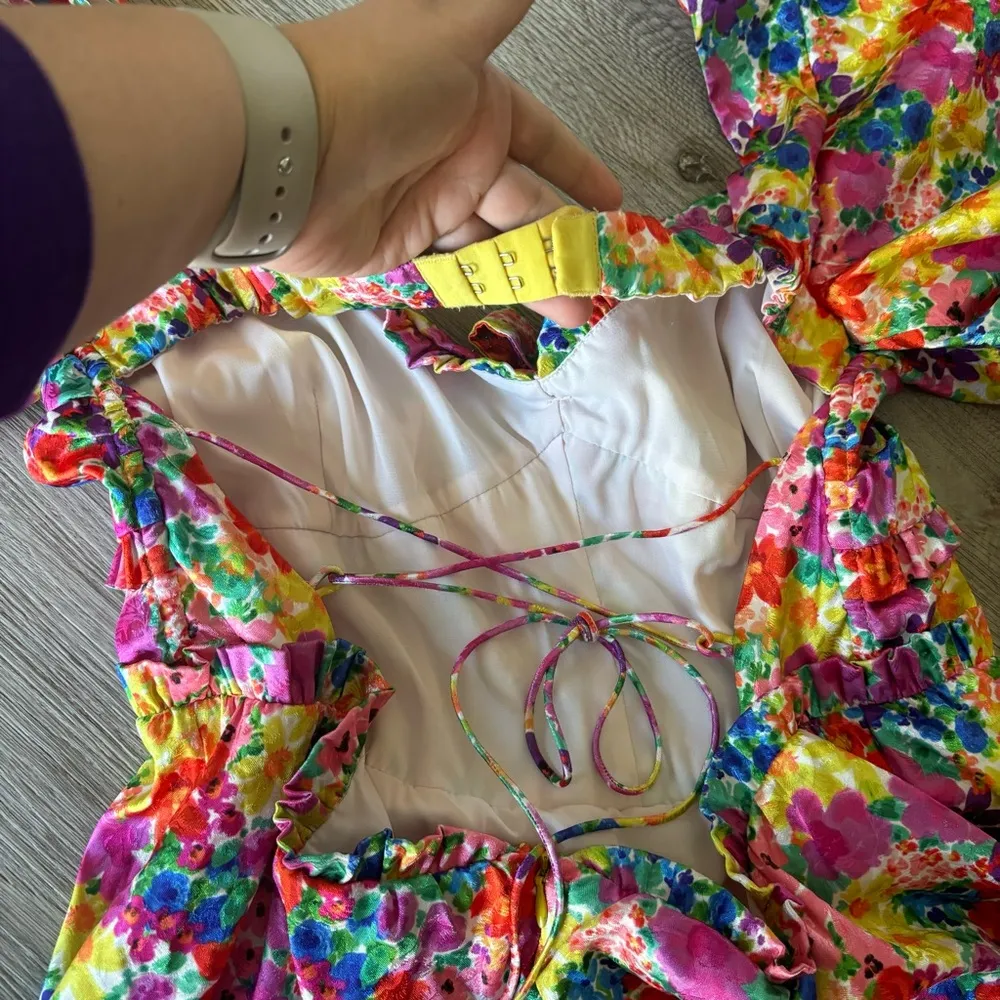 NWOT For Love And Lemons Merrill Puff Sleeve Mini Dress - Image 12