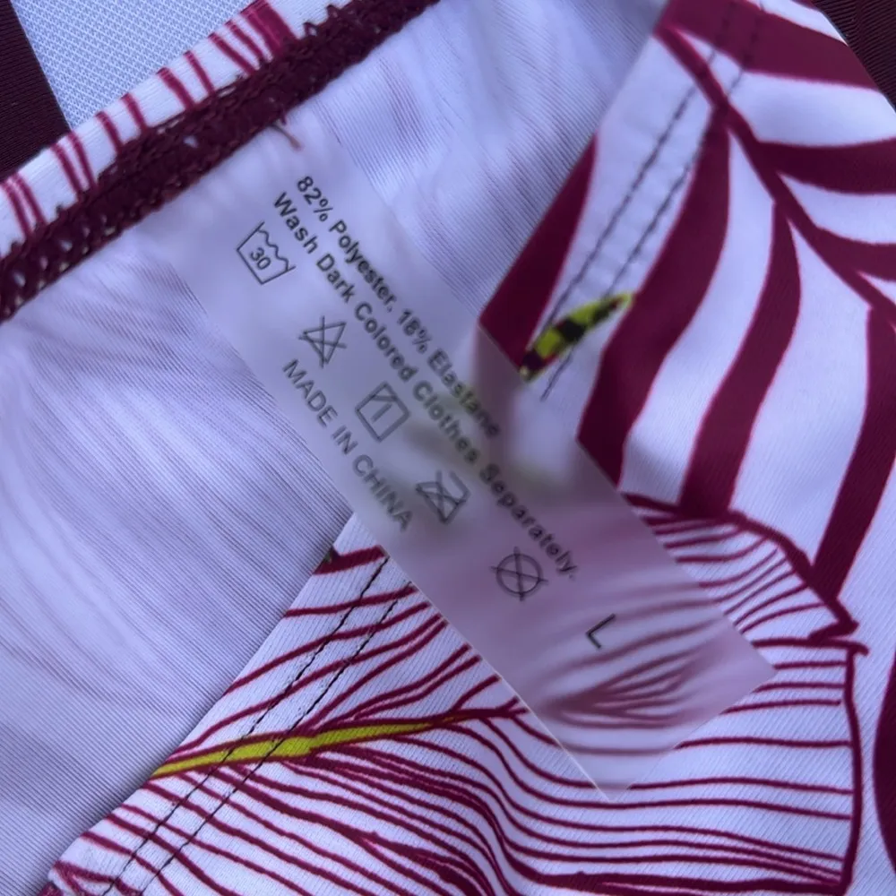 SHEIN BOTANICAL HALTER NECK BIKINI SET IN MAGENTA - Image 2