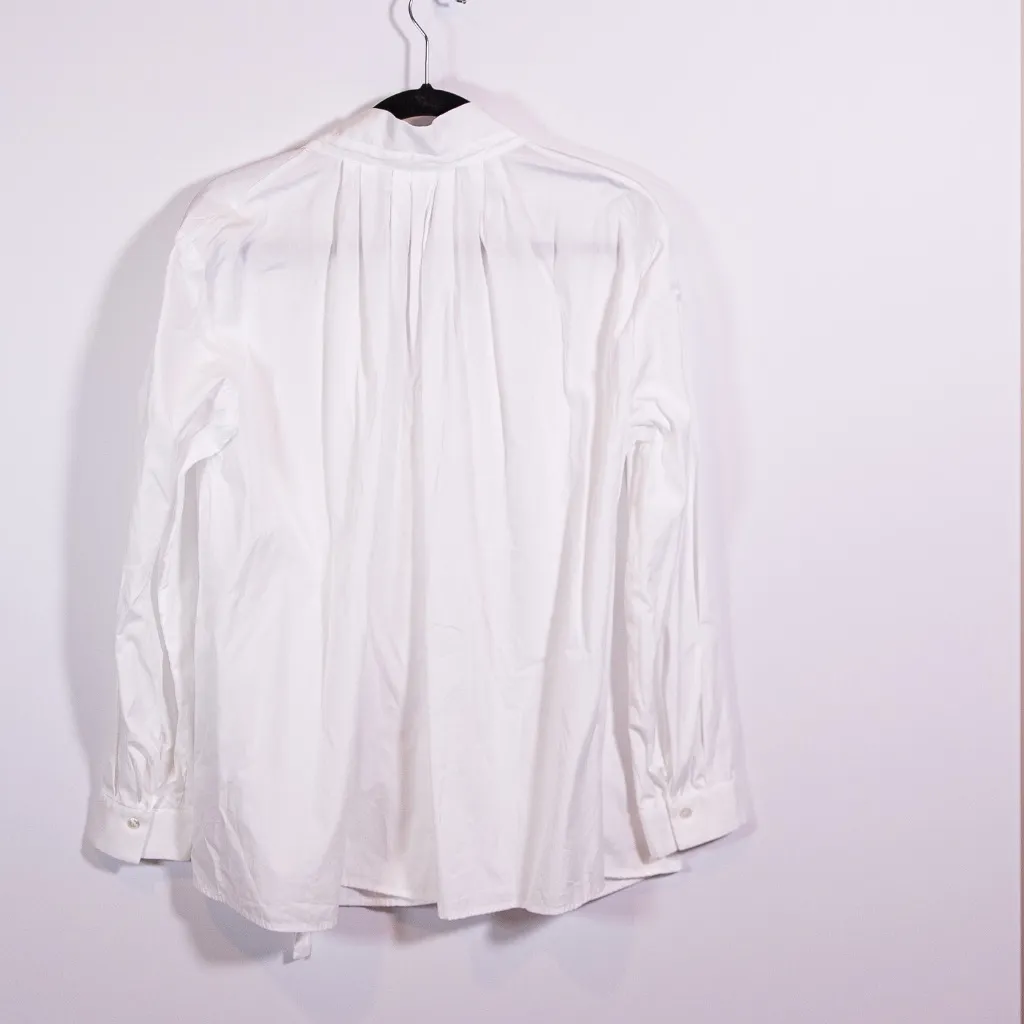 Joseph Orton Cotton Poplin Long Sleeve Bow Tie Neck Detail Blouse Shirt Top M - Image 5