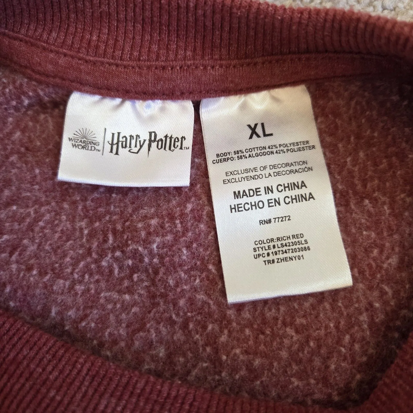 Harry Potter Wizarding World Of Sweatshirt Junior XL Pullover Maroon - Image 6