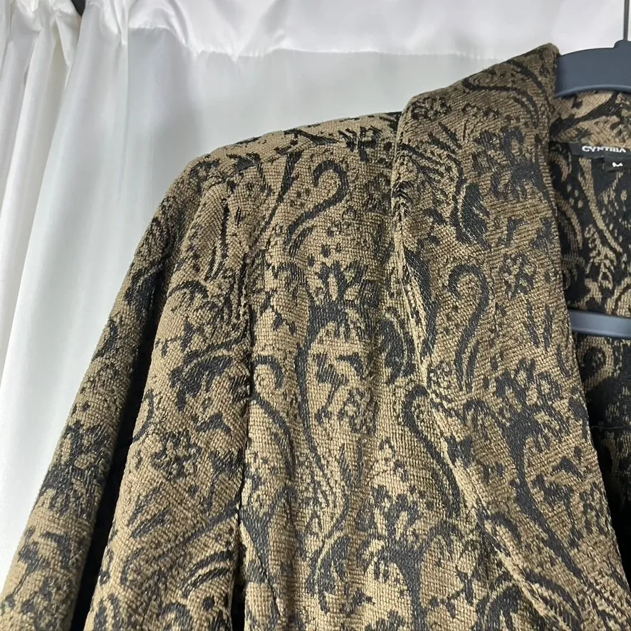 Cynthia Max Linen Rayon Blazer Jacket M Brown Tapestry Paisley USA Made‎ Vintage Tan Size M - Image 5