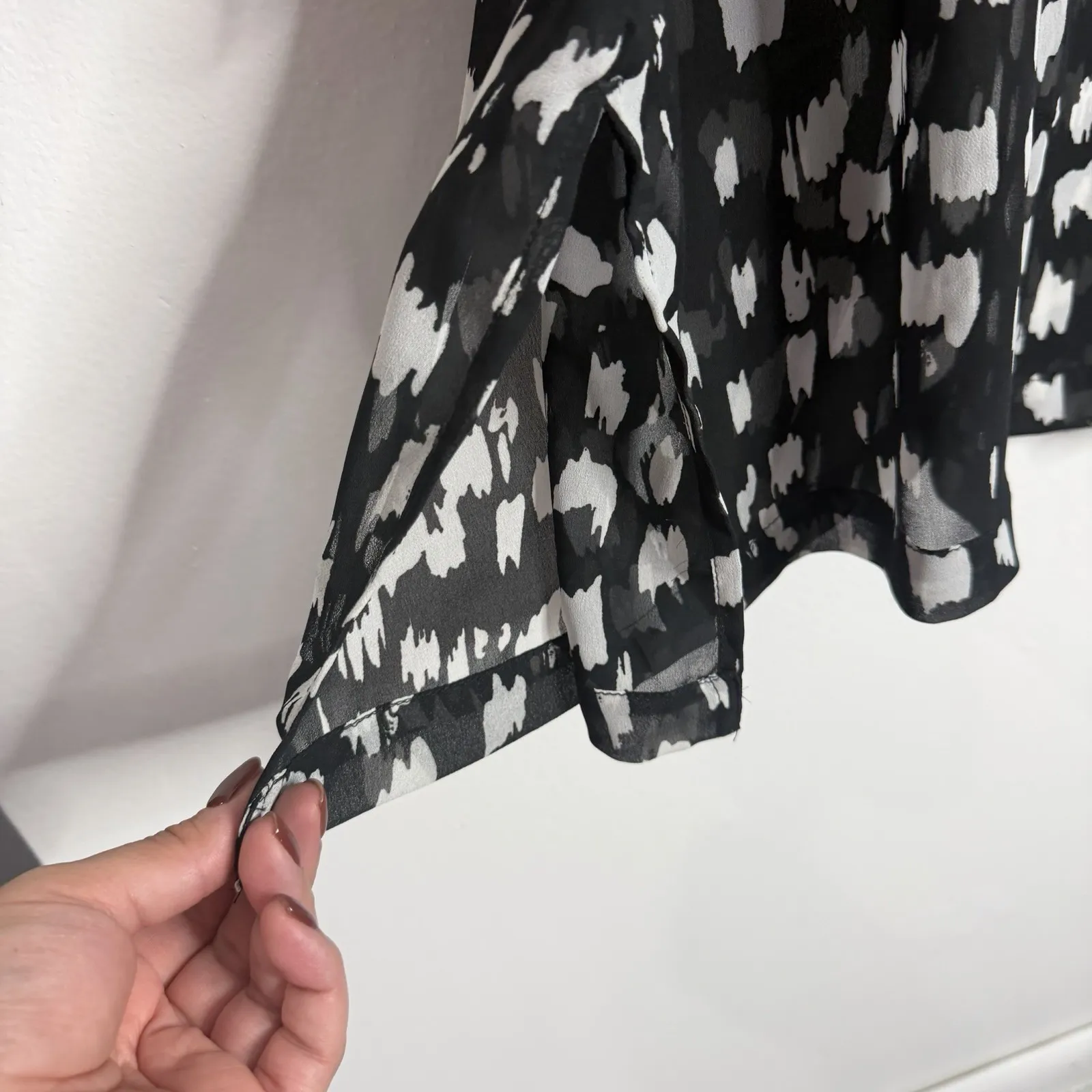 Jessica London Plus 28W Abstract Brushstroke Chiffon Tunic Blouse Black White - Image 7