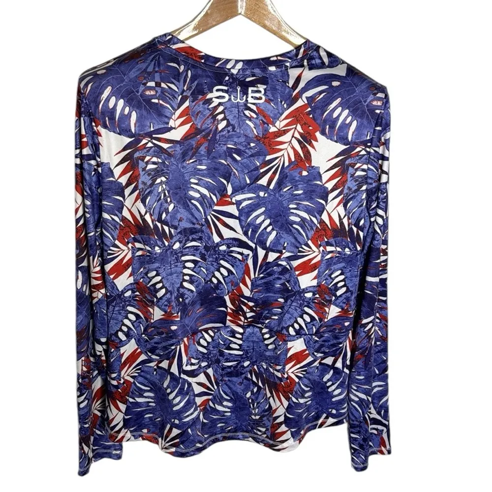 Silver Bait Fishing Gear performance tee Blue red white floral pattern Size L Size L - Image 2