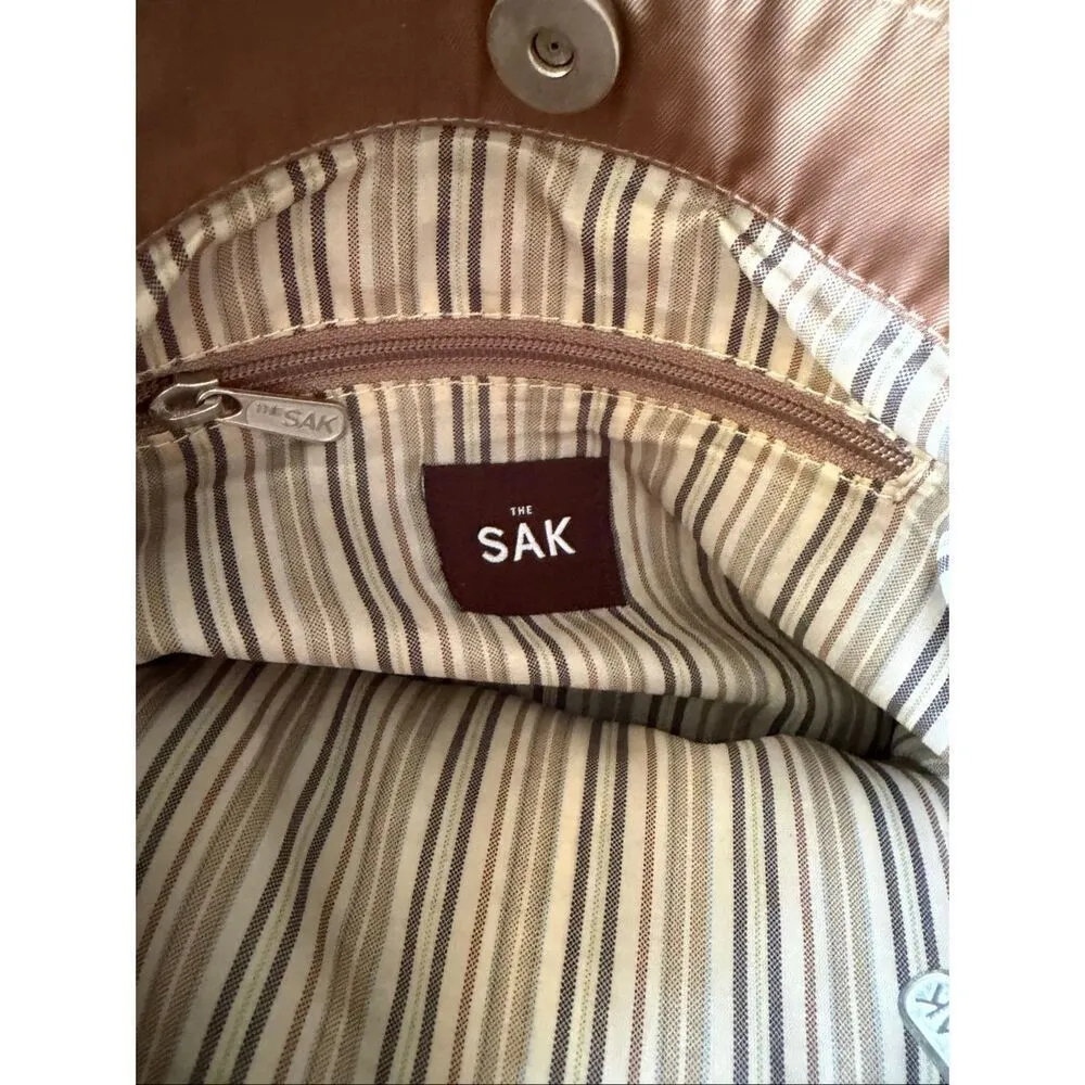 The Sak Crochet Shoulder Bag Taupe Woven Boho Casual Everyday Purse - Image 8