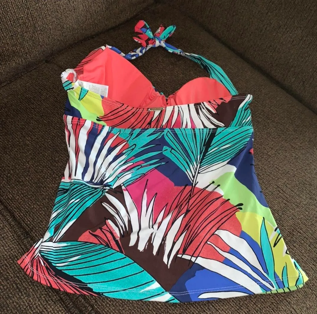 Anne cole Multi Tropical Halter Tankini - Image 4