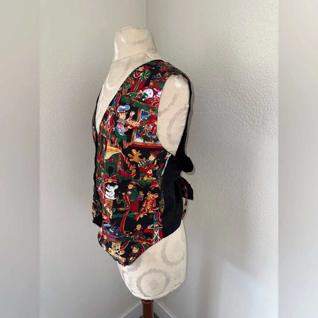 Vintage 90s 111 Main Holiday Christmas Women’s Vest Back Tie Size 1X USA Made Red - Image 4