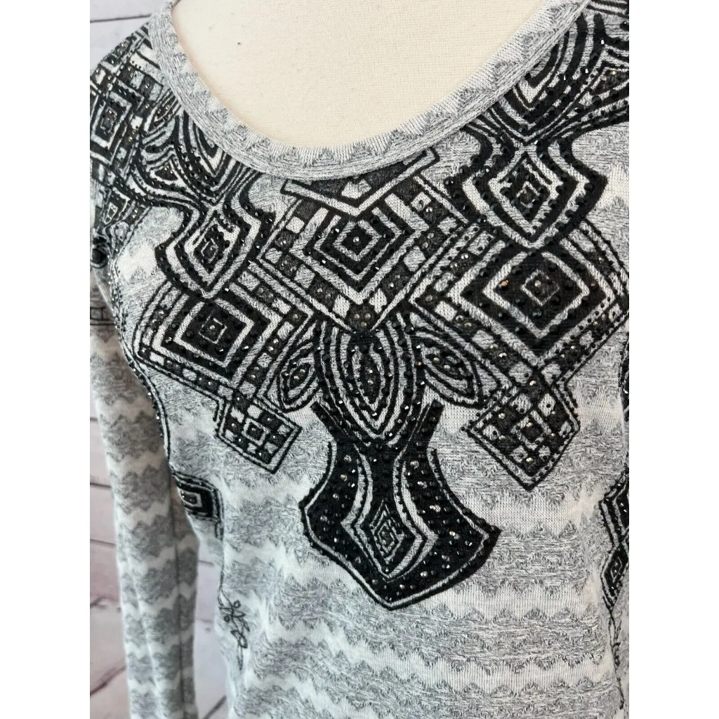 NWT Vocal USA Shirt Tunic Top size Small‎ Black Tribal Long Sleeve Bling Western - Image 5