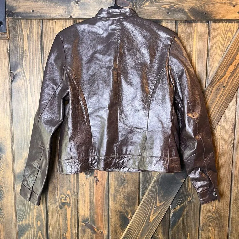 Leather King Leather Jacket Brown Size XL - Image 2