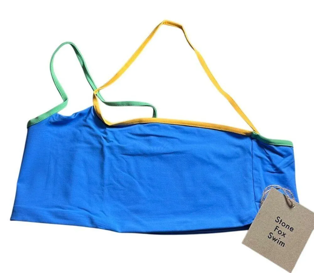 NWT Stone Fox Swim Ibiza Bikini Top XL Colorblock One-Shoulder Women's Swim Pool - Image 3