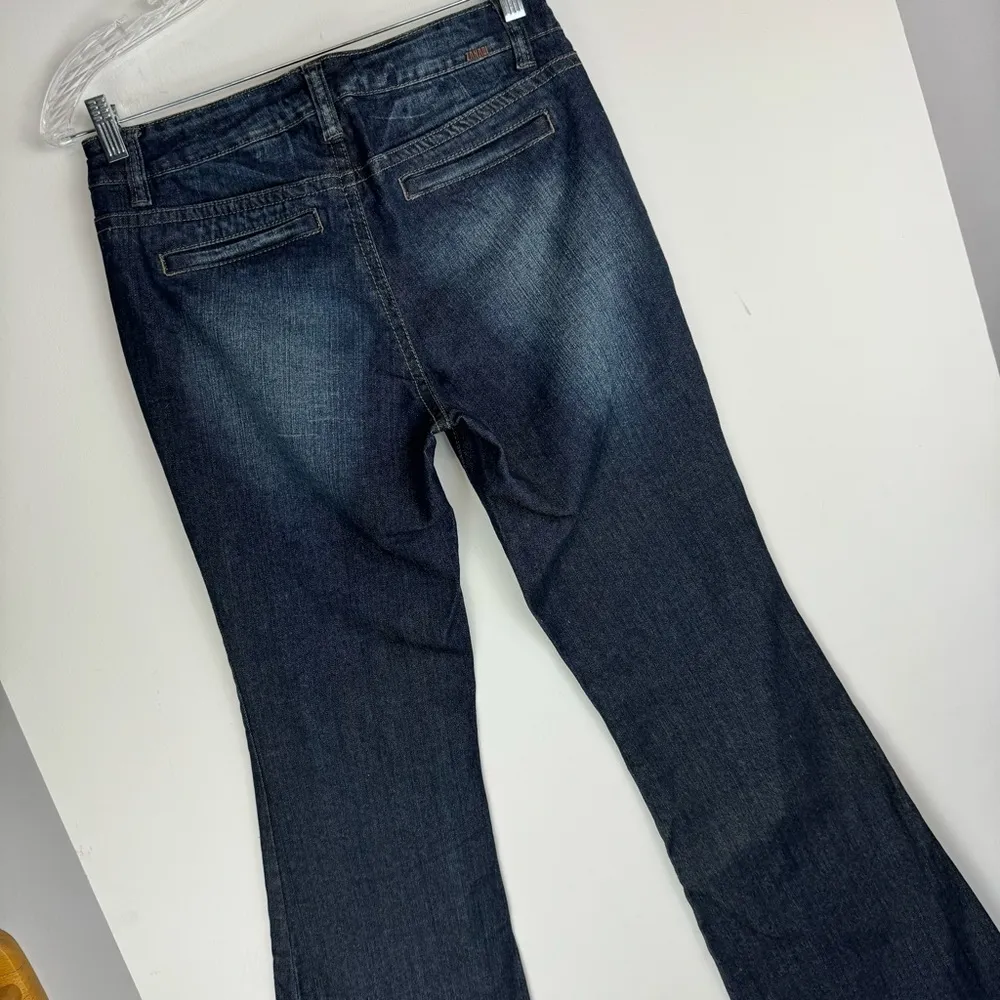 Y2K Zanadi Dark Wash Flare Boot Jeans Sz 11 Faded Patch Pockets - Image 12