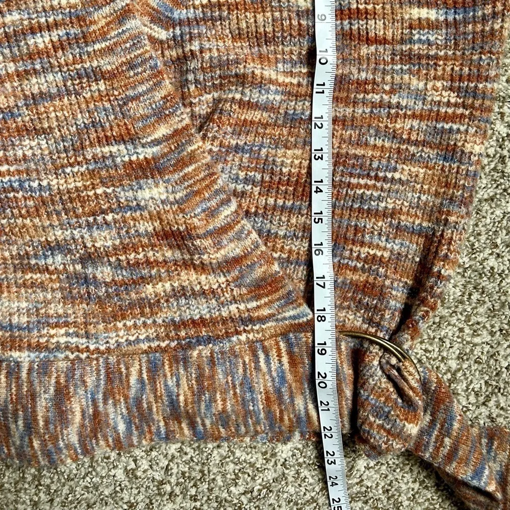 🦋 NWT Nine West Orange Blue Marled V-Neck Wrap Sweater Medium - Image 8