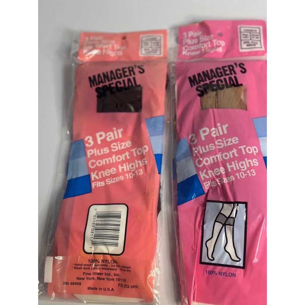 VTG Plus Size Knee Highs – 3 Pairs Comfort Top Hosiery (Fits Sizes 10–13) Manage Tan - Image 6