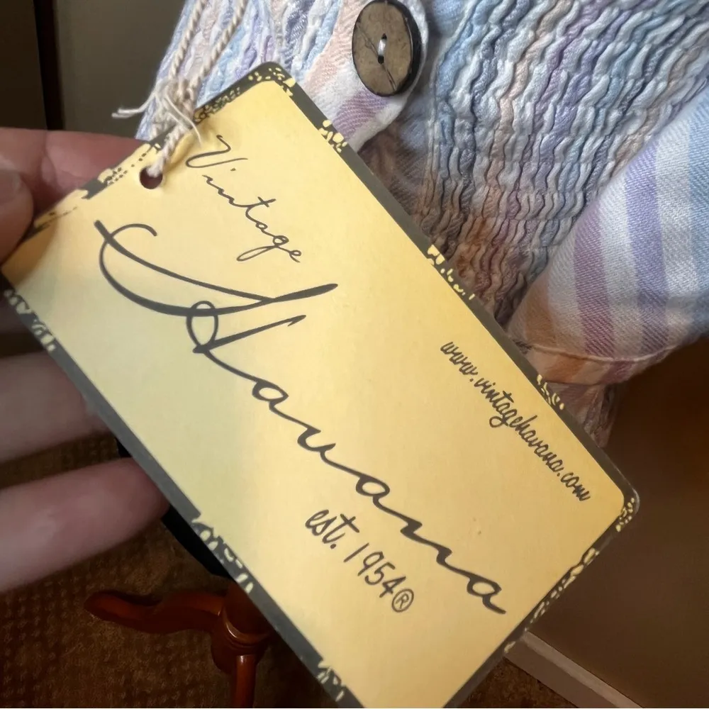 Vintage Havana Pastel Striped Shirred Waist Ruffle crop Top Size M Smocked White Size M - Image 6