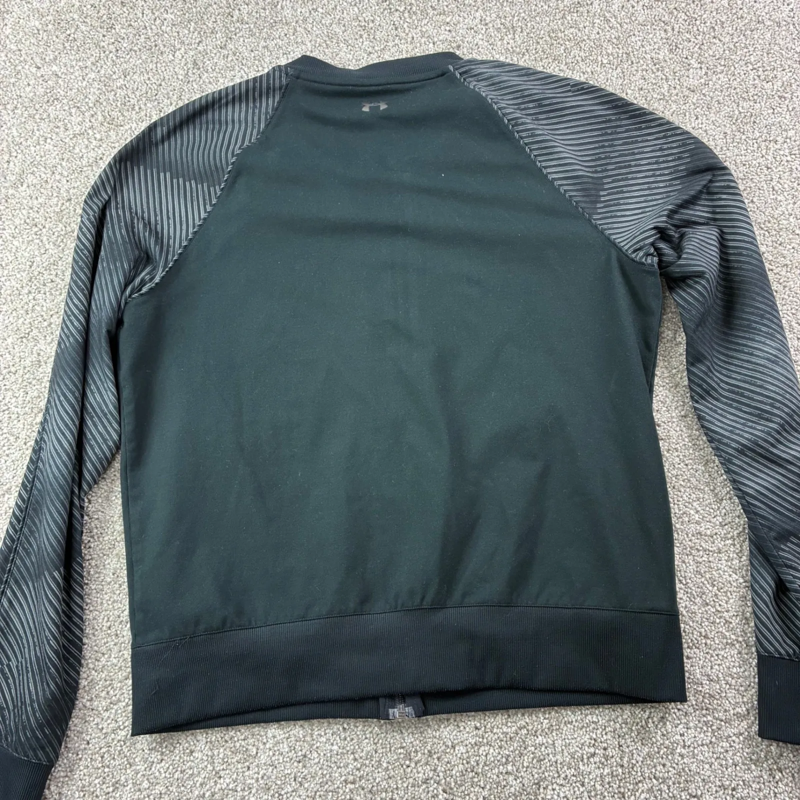Under Armour Womens L Black Striped Sleeve Track Jacket Full Zip Athletic Casual - Image 5