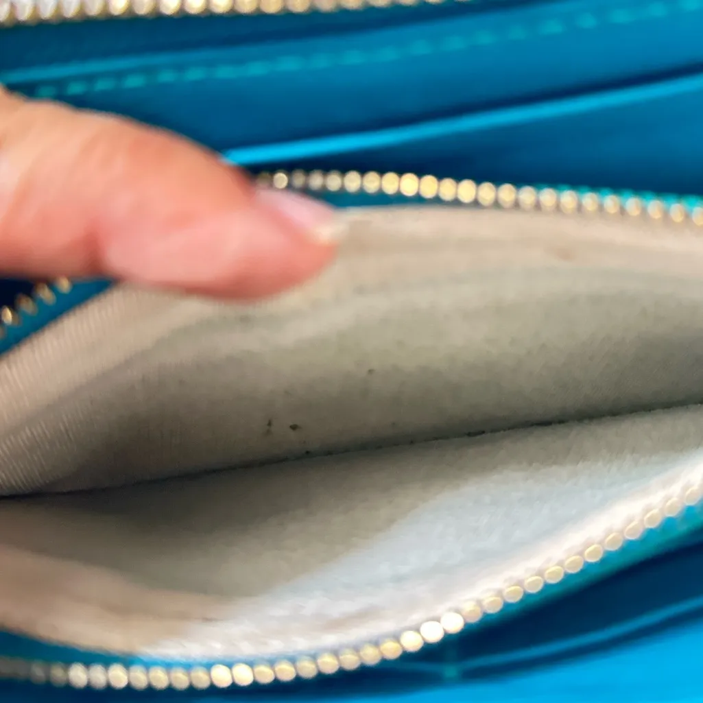 Lauren Ralph Lauren Tate Zip Around Leather Wallet Pick A Color Turquoise - Image 7