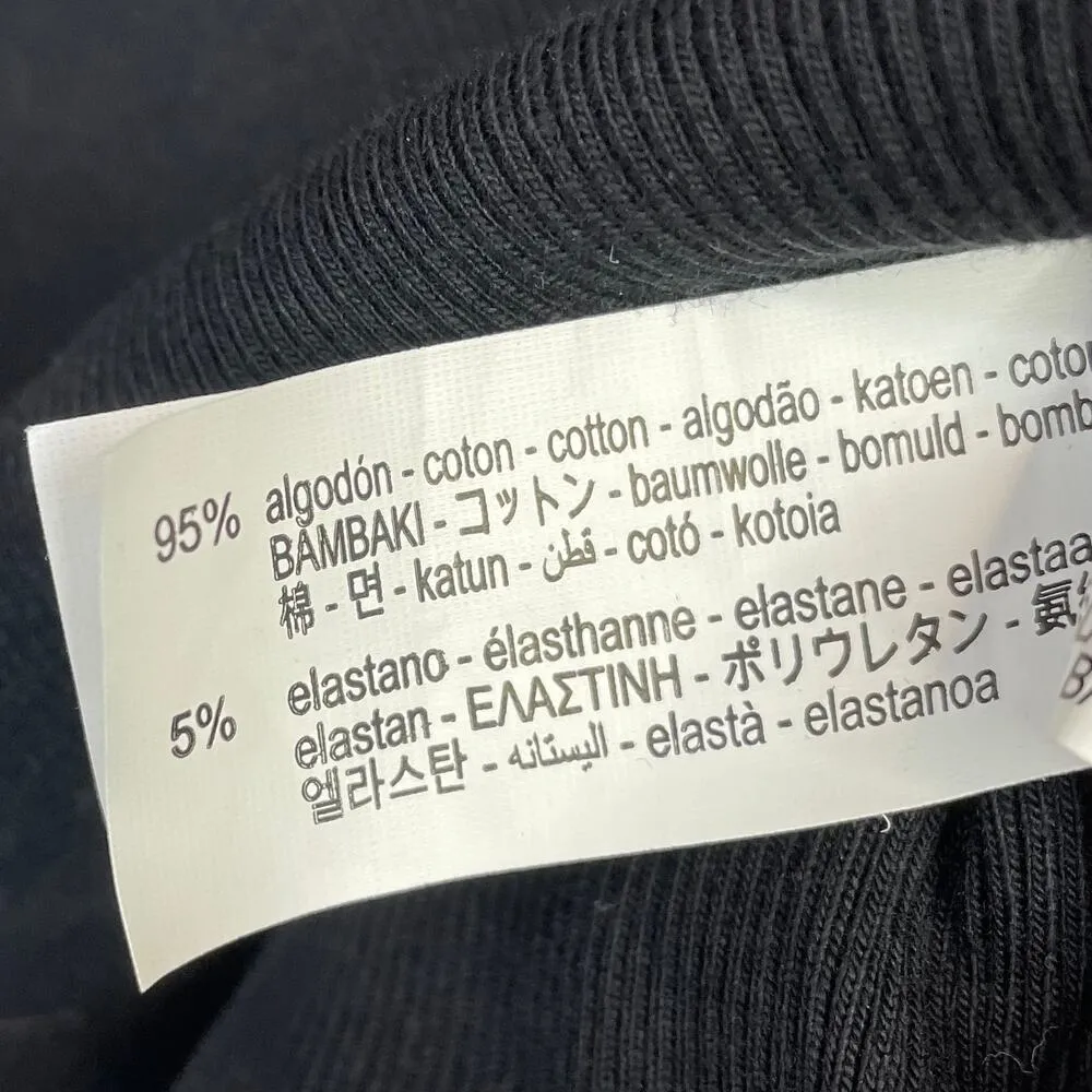 Zara Black Ribbed Ruffle Sleeve Crop Cropped Top Cotton Blend Minimalist women L - Image 11