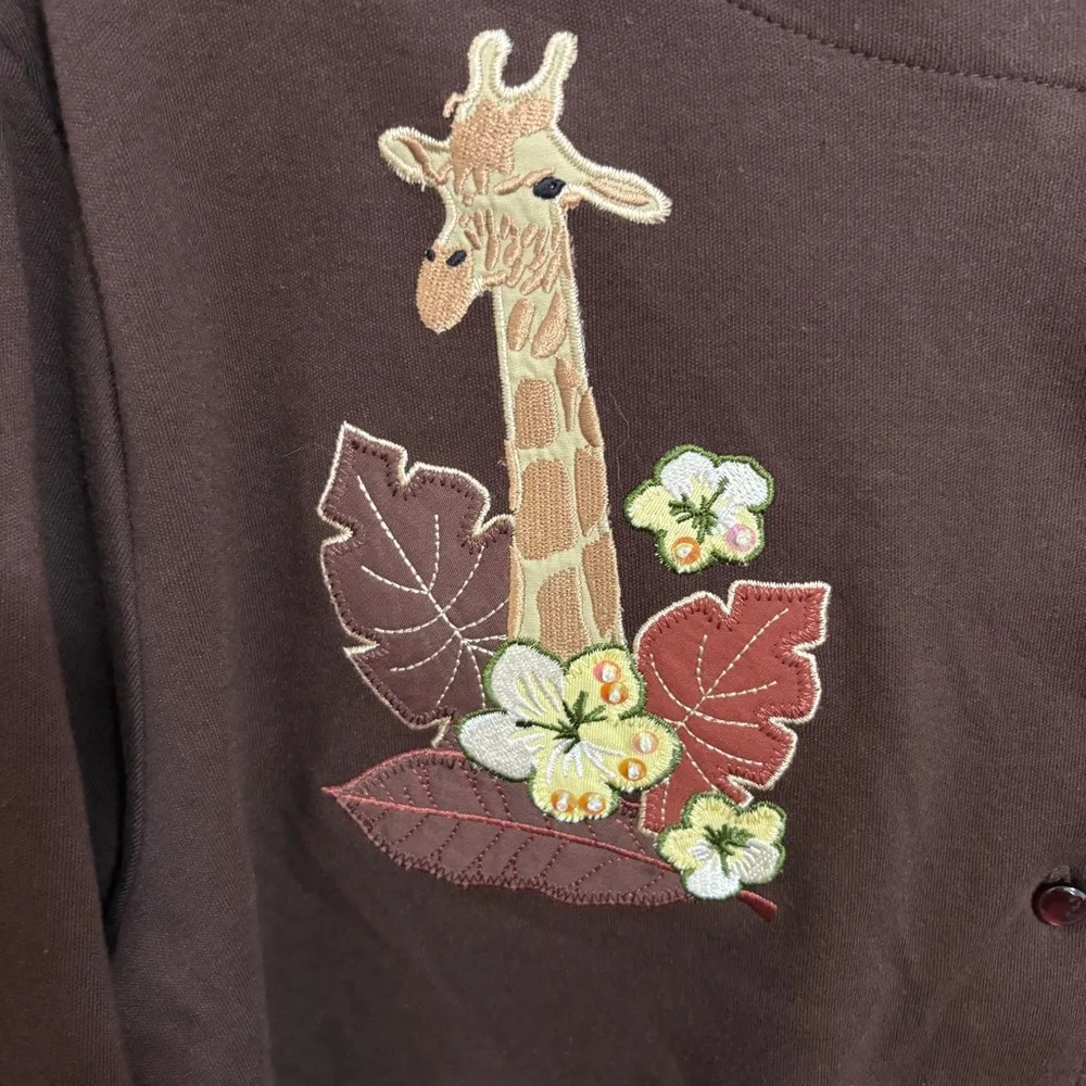 VINTAGE Breckenridge Brown Cardigan With Zebras and Giraffes - Image 3