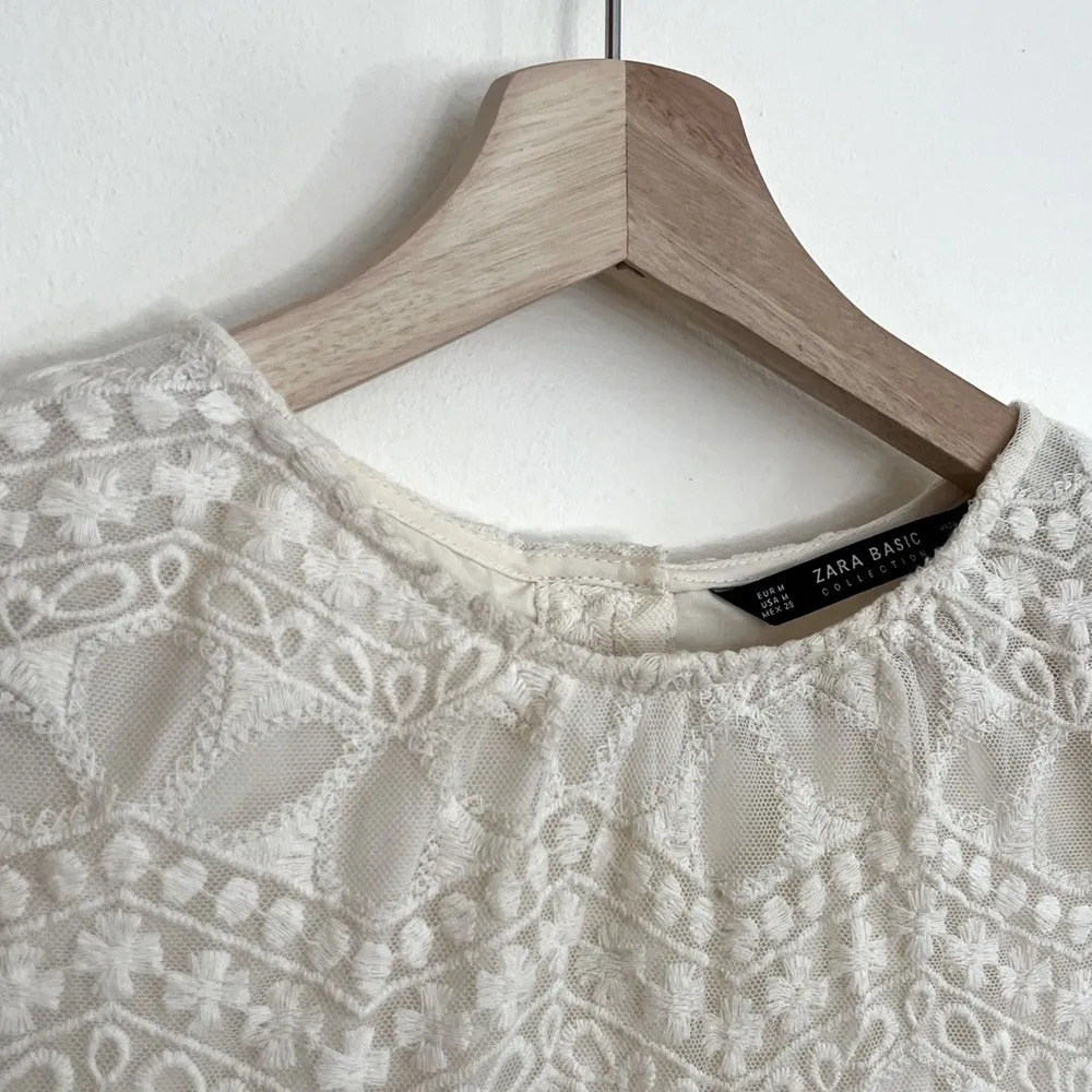 Zara Basic Ivory Lace Dress - Image 9