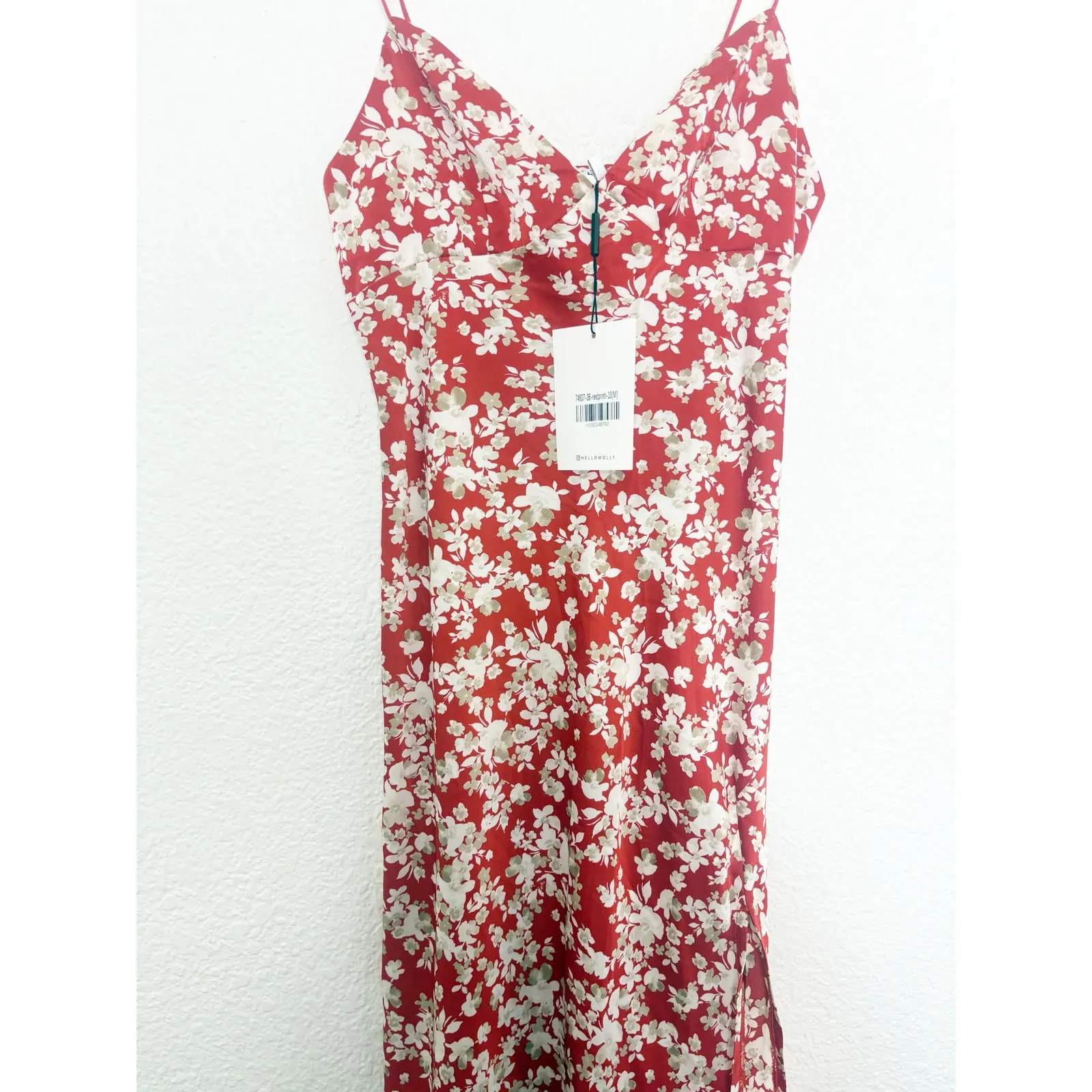 NWT Hello Molly Passion Prima Midi Slip Dress Size 6 Red Floral Satin Cocktail - Image 8
