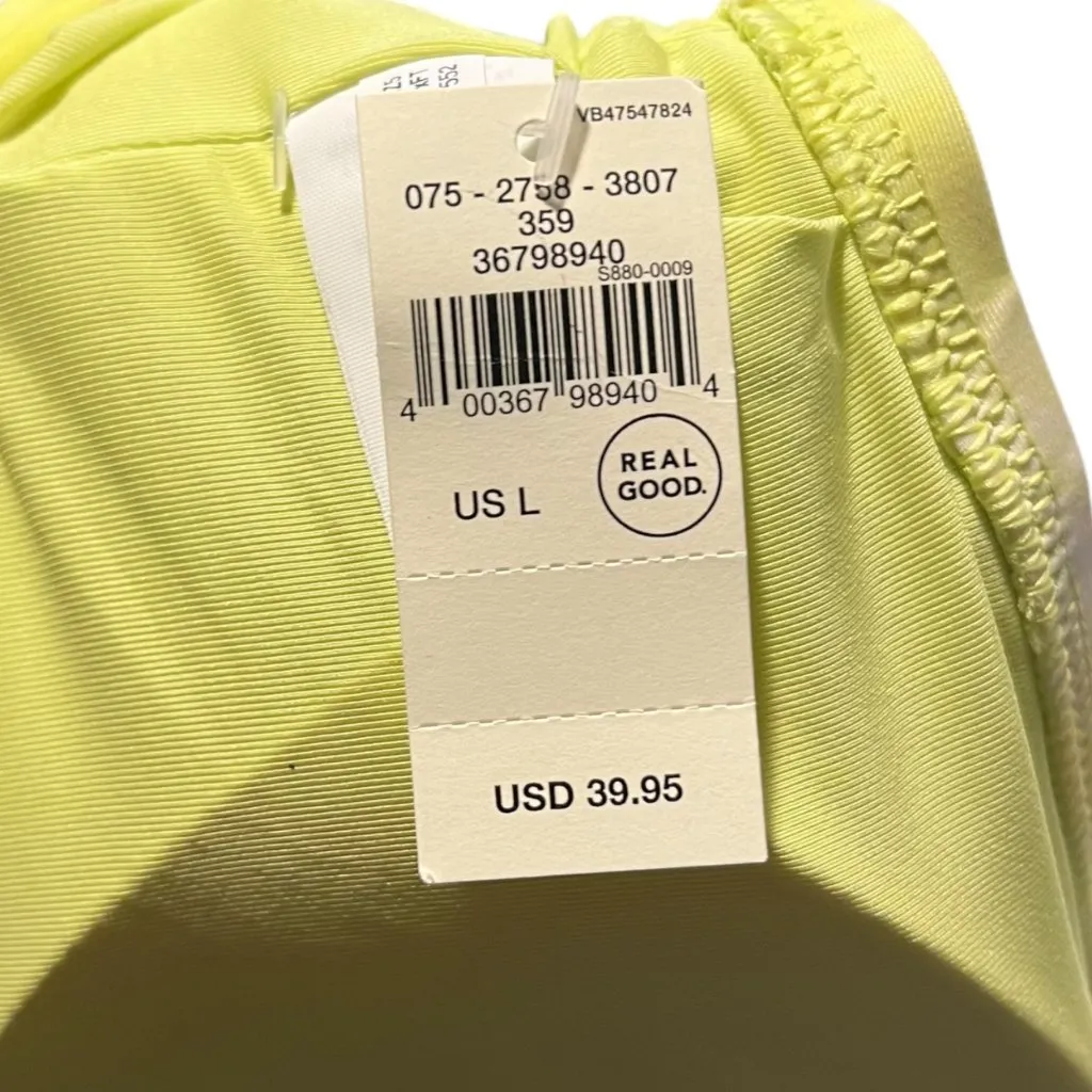 Aerie Crossover‎ Keyhole Halter Bikini Top Women's L Vibrant Mint Yellow Swim - Image 3