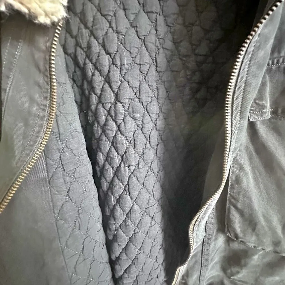 YOUNG FABULOUS & BROKE | Aviator Bomber Zip Jacket Detachable Faux Fur | Medium - Image 8