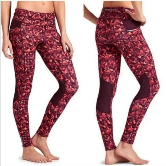 Athleta Triangular Be Free Leggings Red Black Size Medium - Image 2