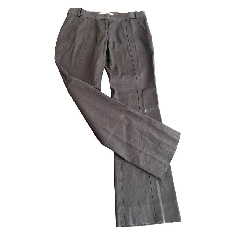 Diane Von Furstenberg Linen Blend Trouser Pants Black Size 6 - Image 3