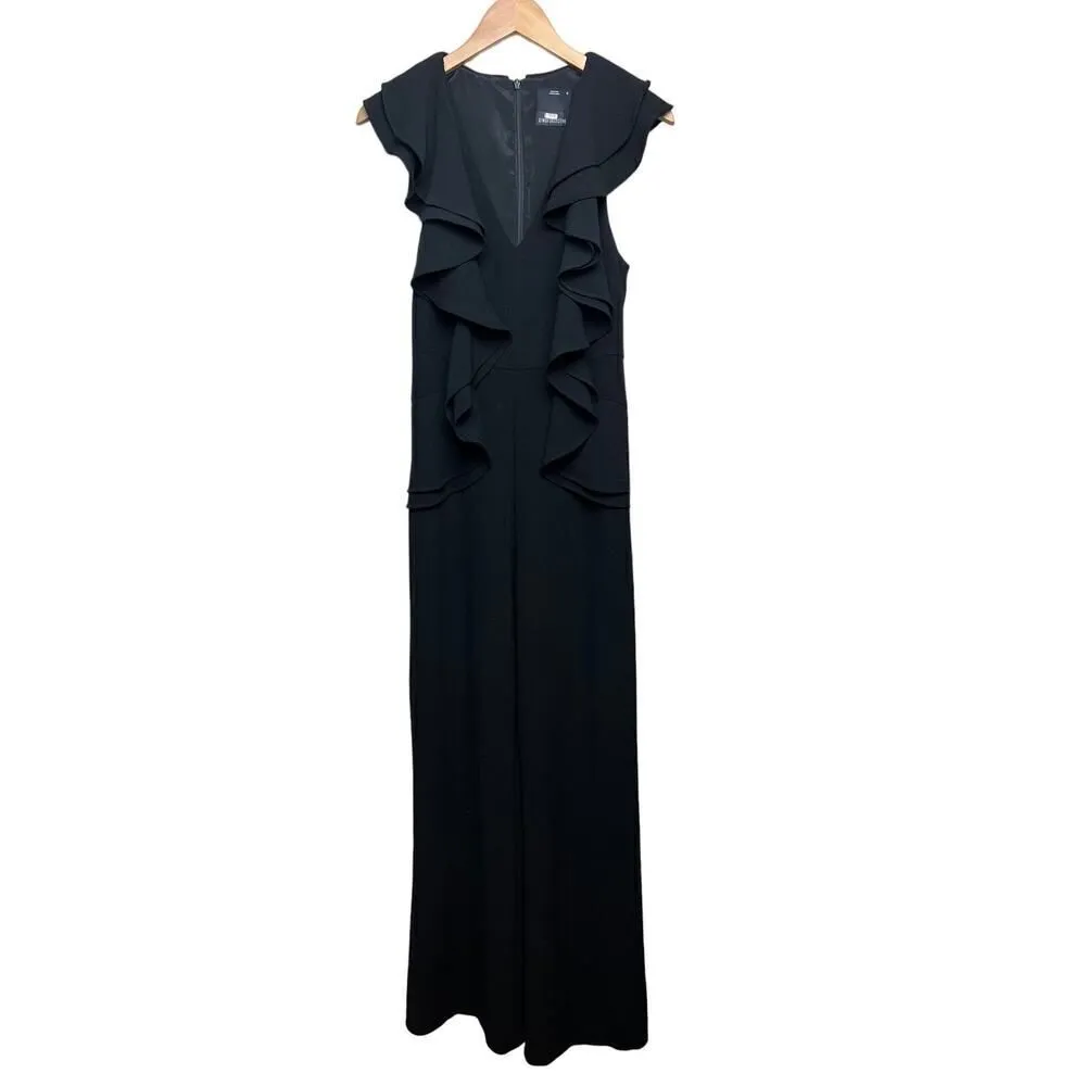 C/MEO Collective Metal Clouds Black Ruffle Sleeveless Jumpsuit Sz. M - Image 2