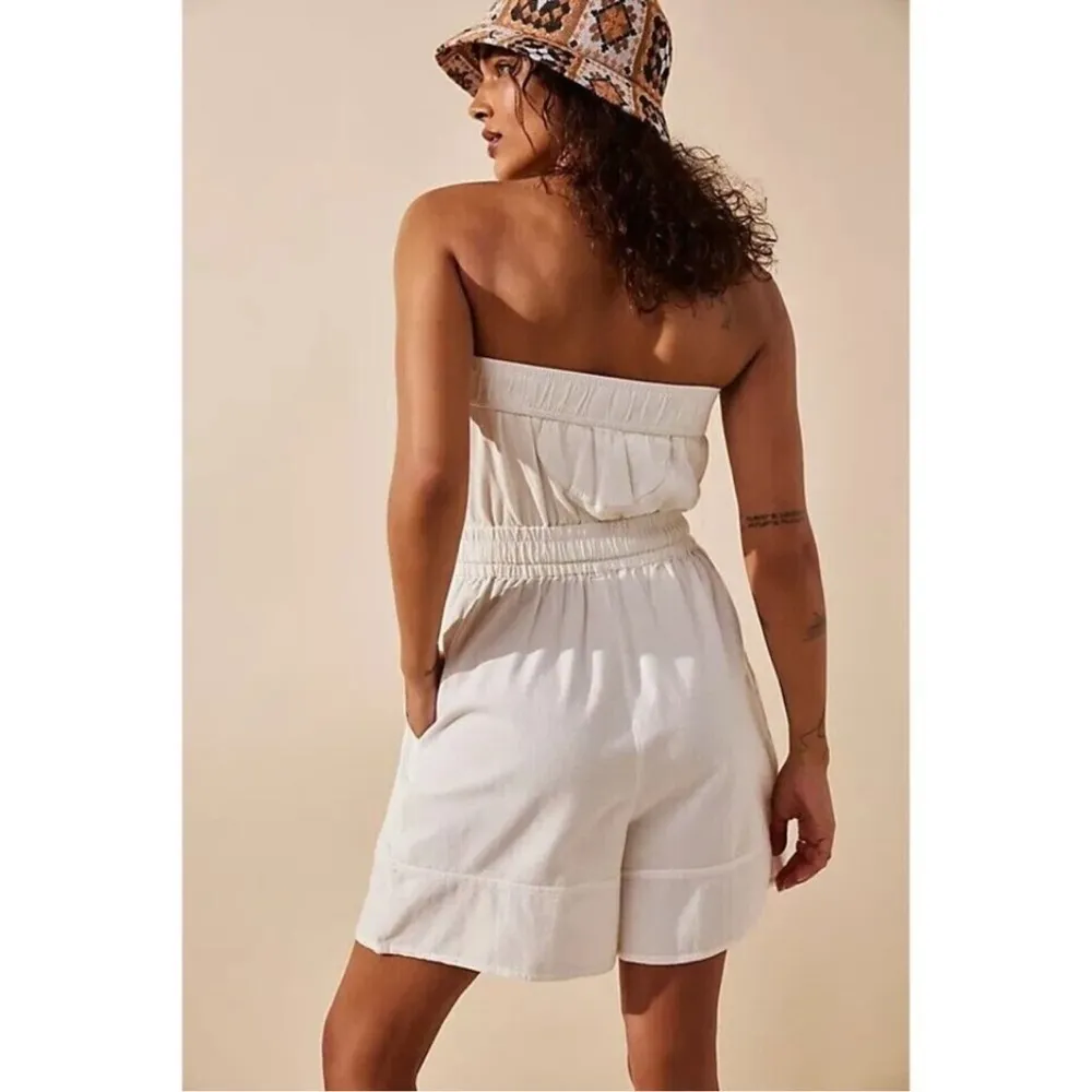Free People FP Beach Akoi Tube Romper
Dress Ivory Smocked Solid nwot - Image 2