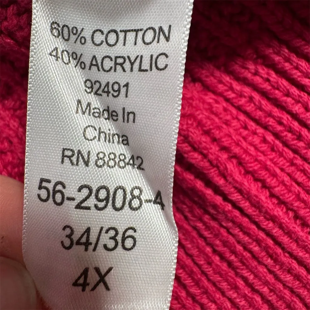 Woman Within Plus 4X Fuchsia Cable Knit Pullover Sweater Casual Asymmetric - Image 7