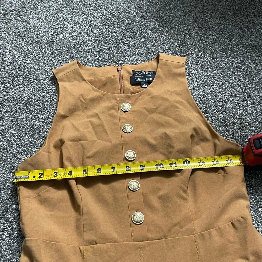 khaki beige sleeveless pleated mini wool dress 6 - Image 9