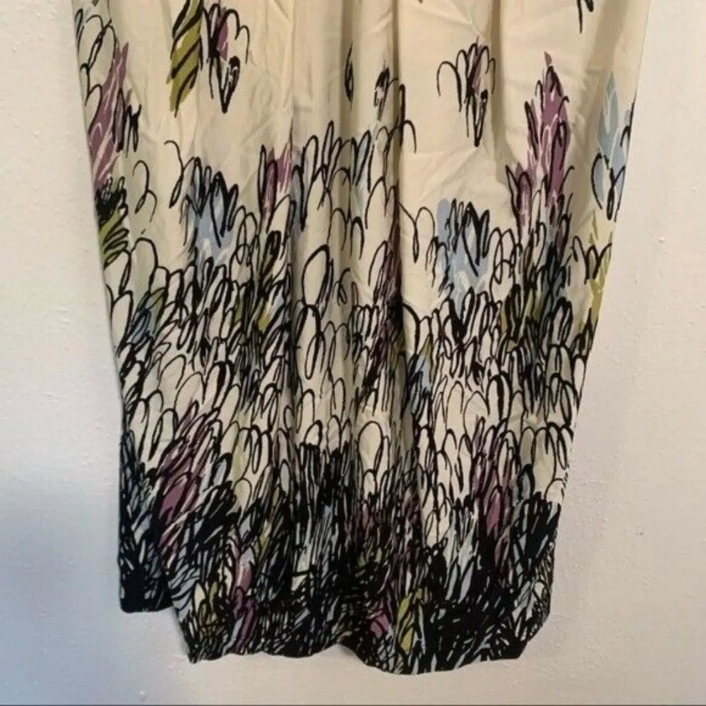 BCBGMAXAZRIA Halter Sun Dress Cream Blue Floral Surplice Neck XS - Image 6