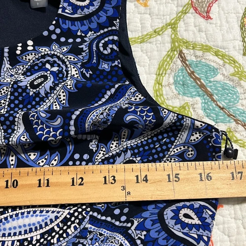 Tommy Hilfiger womens size 2 blue paisley stretch knit cropped wide leg jumpsuit - Image 7