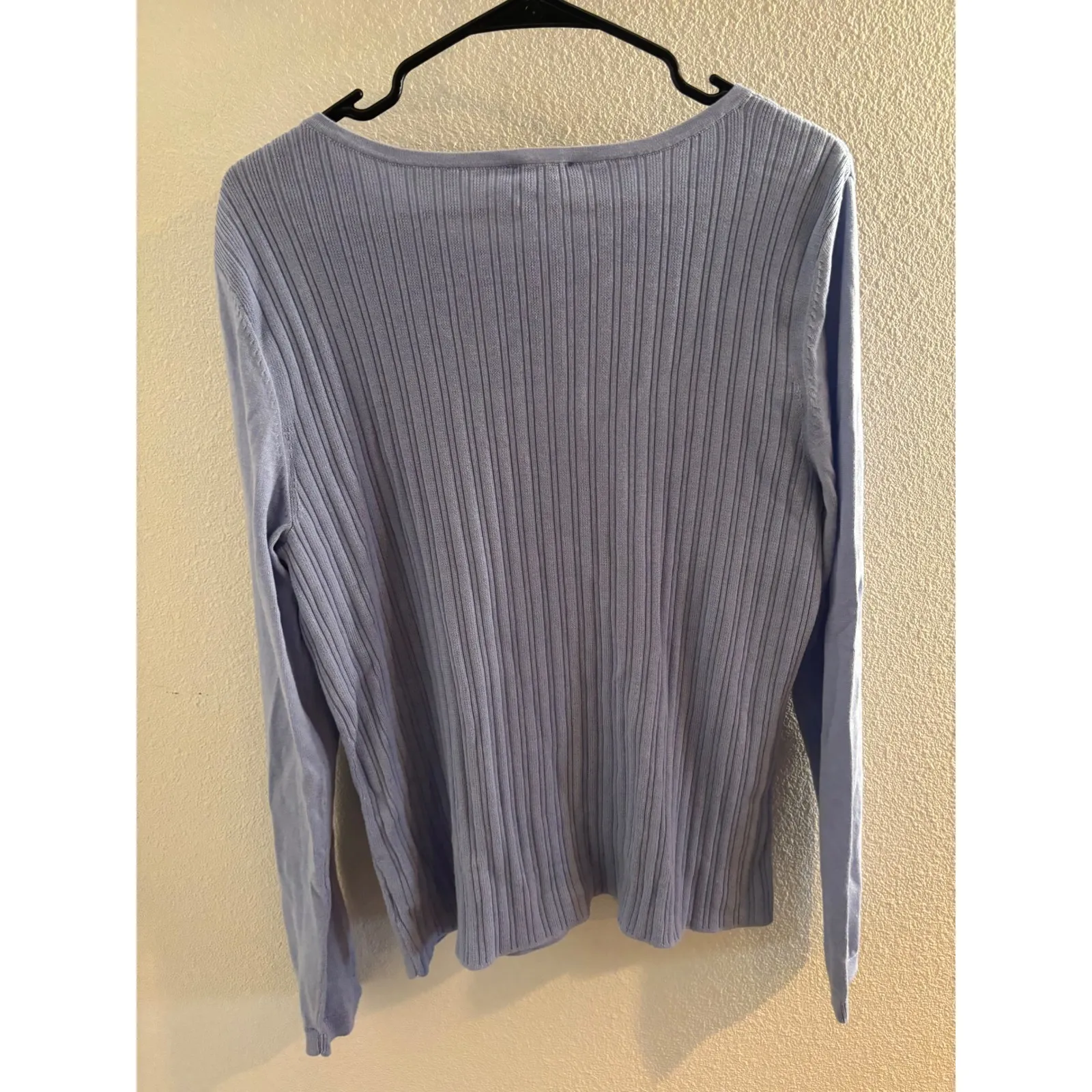Talbots Ribbed Knit Long Sleeve‎ Top with Button Detail - Periwinkle Blue - Image 4