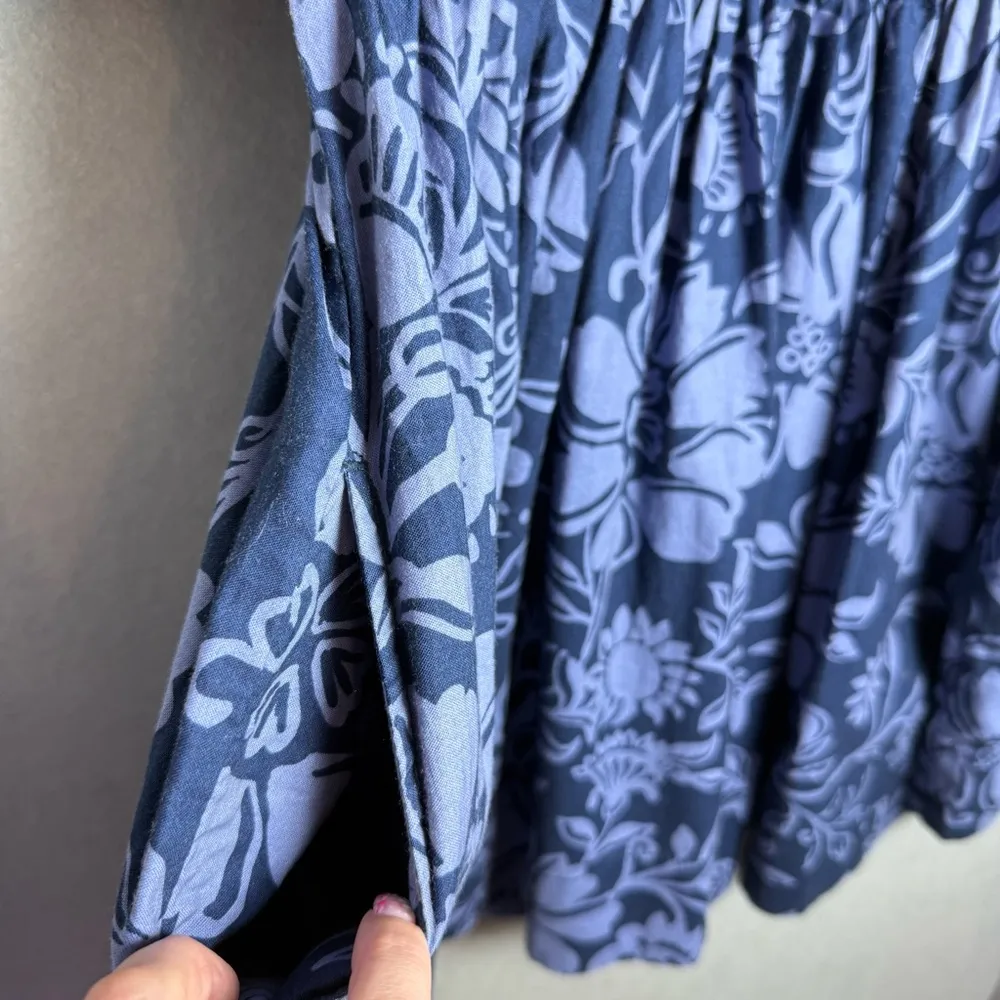 Free People Women’s Dear Delilah Mini Dress Blue Floral Vacation Size L New - Image 9