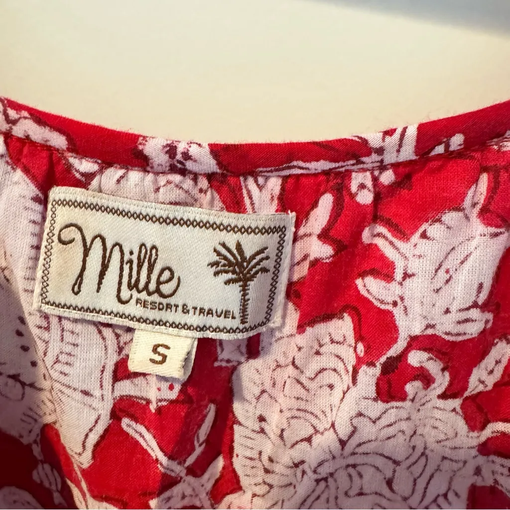 Mille Red Floral Maxi Folk Style Cotton Beach Dress | S - Image 5