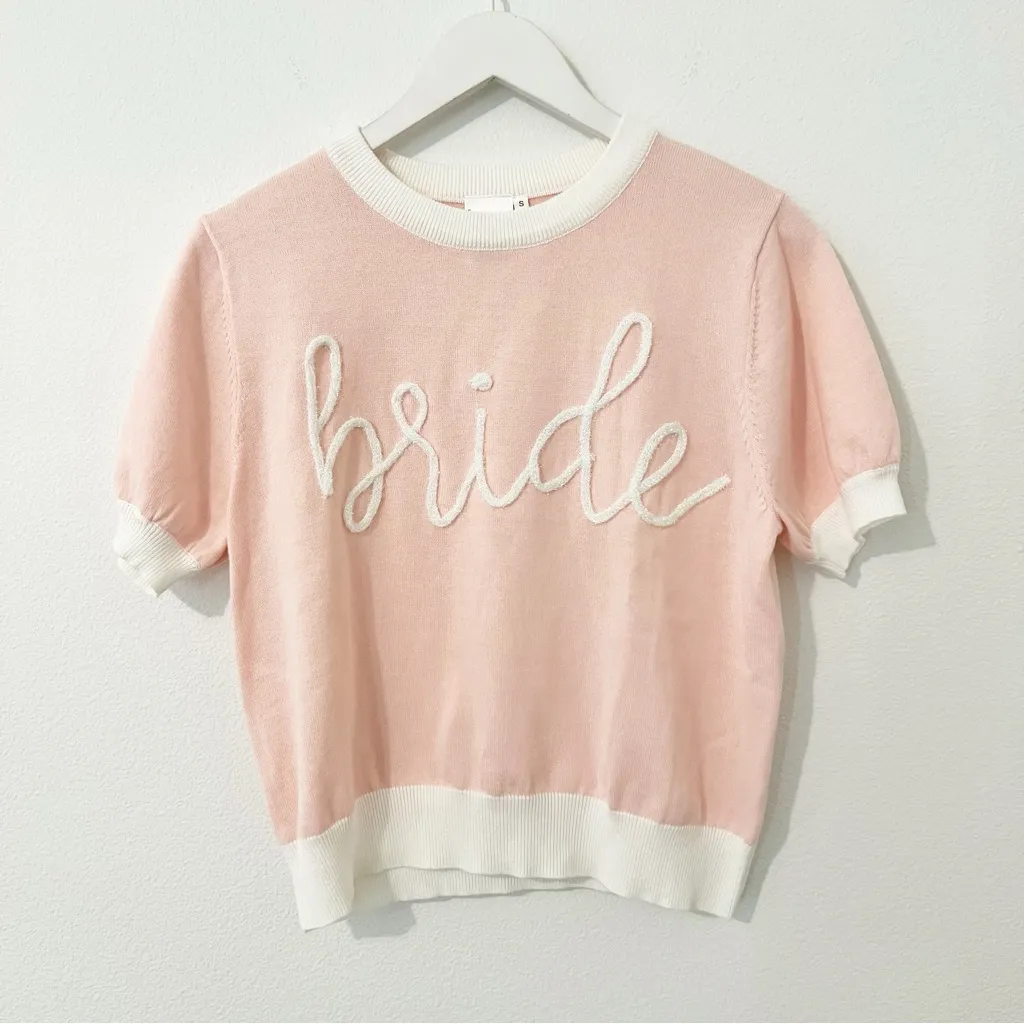 Queen of Sparkles Bride Script Pink Sweater Size Small S - Image 2