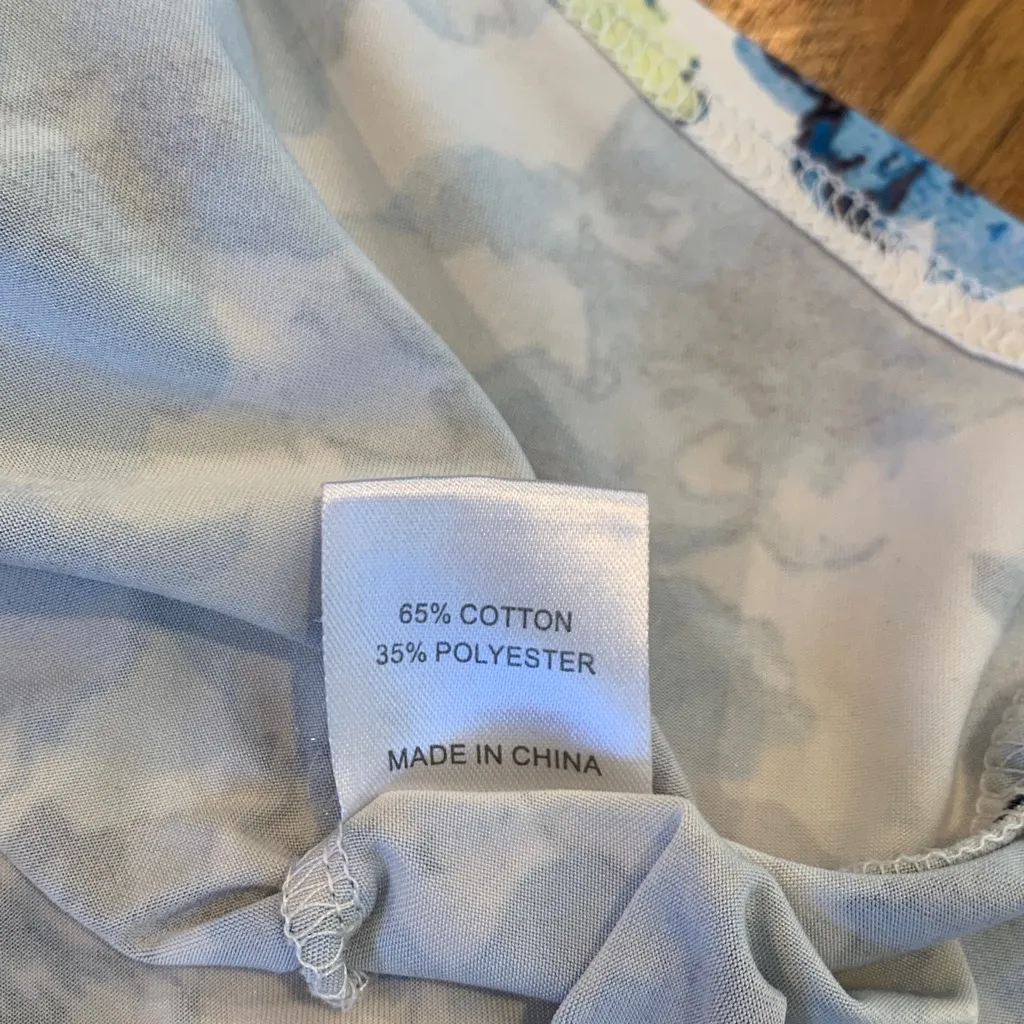 Haute Edition Blue and White Flowered Short Sleeve Wrap Top Dress Women’s 1X - Image 4